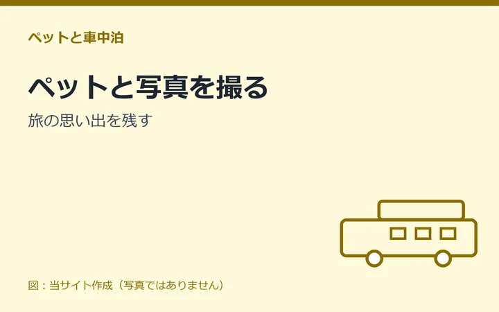 図：ペットと写真を撮る：旅の思い出を残す