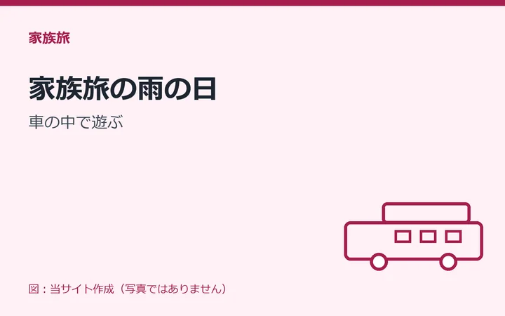 図：家族旅の雨の日：車の中で遊ぶ