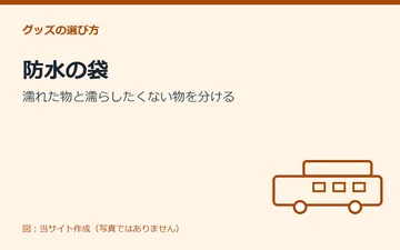 図：防水の袋：濡れた物と濡らしたくない物を分ける