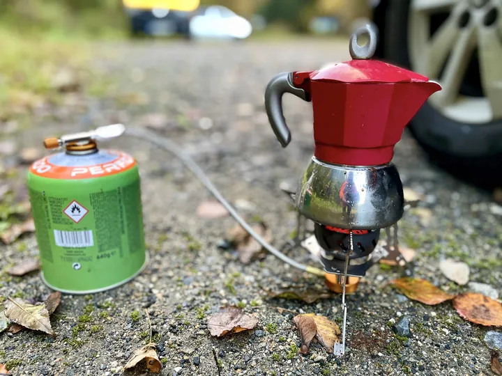 ガス缶のバーナーでいれるコーヒー