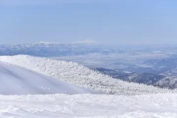 宮城県 蔵王連峰の樹氷と雪景色