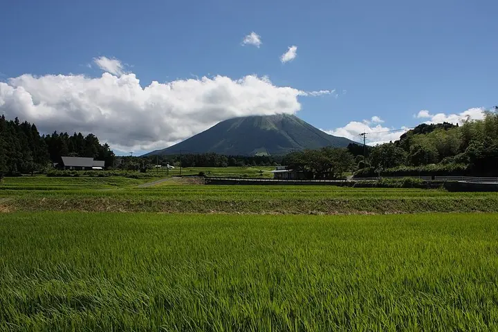 鳥取県 西から見た大山と田園