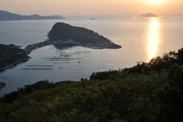 高知県 大月 大堂展望台から見た柏島の夕景