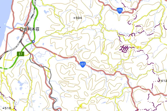 由利本荘市の地図