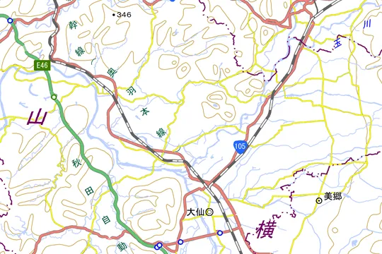 大仙市の地図