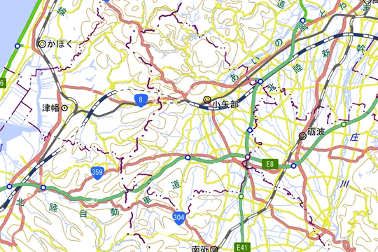 小矢部市の地図