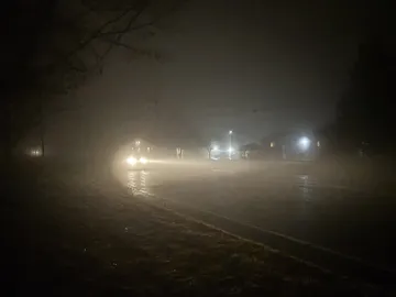 霧の夜の道路