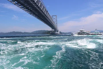 鳴門の渦潮と大鳴門橋（徳島県鳴門市）