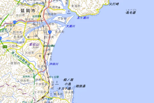 祝子川キャンプ場のある延岡市の地図