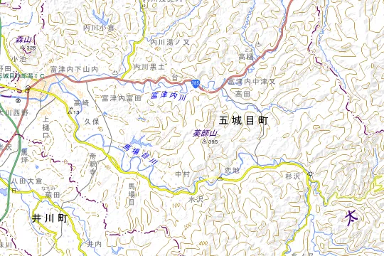 秋田県環境と文化のむらのある五城目町の地図