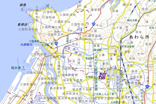 越前三国オートキャンプ場のある坂井市の地図