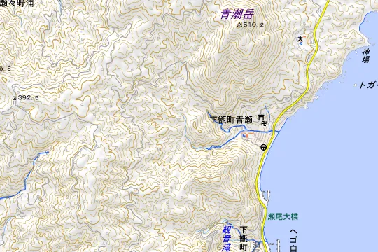 瀬尾観音三滝キャンプ場のある地区(薩摩川内市下甑町青瀬)の地図