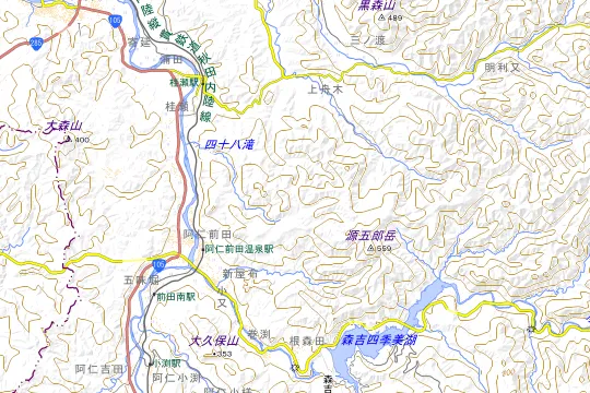 奥森吉青少年野外活動基地親子キャンプ場のある北秋田市の地図