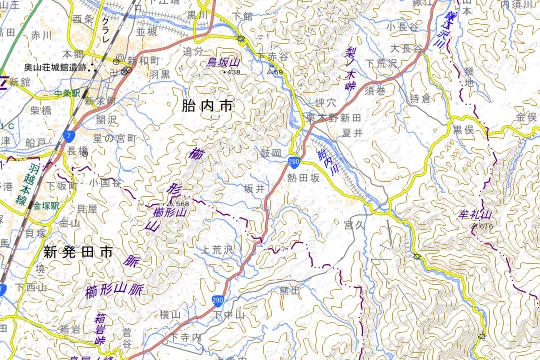 奥胎内キャンプ場のある胎内市の地図