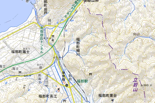 IWADO BASEのある地区(鳥取市福部町細川)の地図
