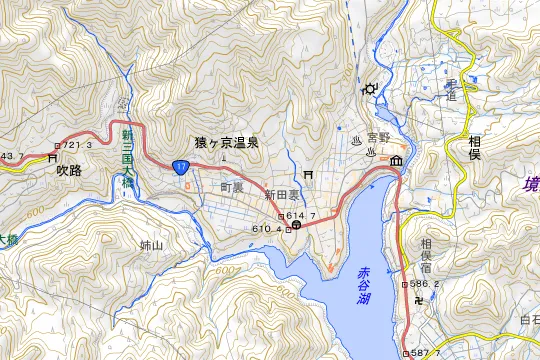 猿ヶ京温泉 湯島オートキャンプ場のある地区(利根郡みなかみ町猿ケ京温泉)の地図