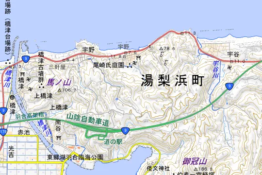 ハワイ宇野RVパークのある地区(東伯郡湯梨浜町宇野)の地図