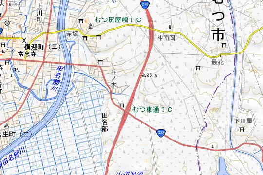 早掛レイクサイドヒルキャンプ場のある地区(むつ市田名部)の地図