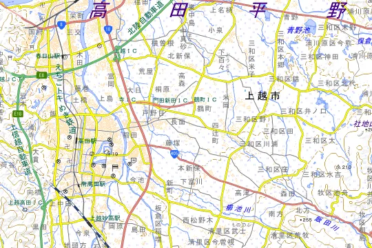 光ヶ原高原観光総合施設のある上越市の地図