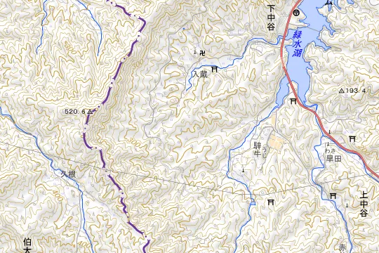 緑水湖オートキャンプ場のある地区(西伯郡南部町下中谷)の地図