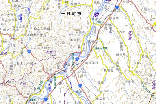 節黒城跡キャンプ場のある十日町市の地図