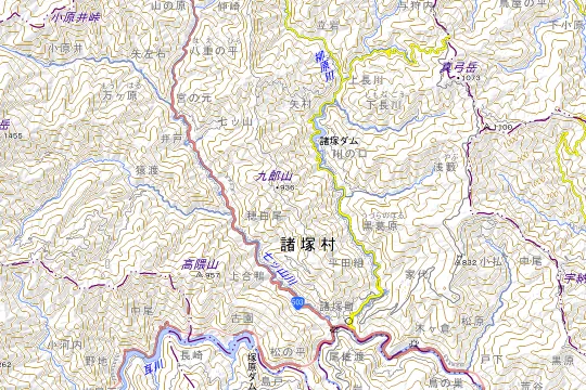 池の窪グリーンパークのある諸塚村の地図