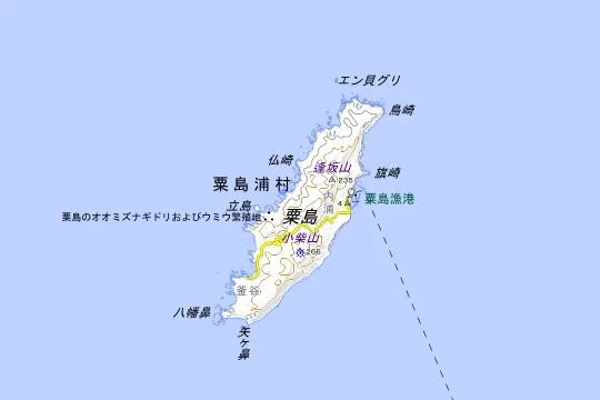 釜谷 キャンプ場のある粟島浦村の地図