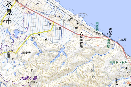 雨晴キャンプ場のある地区（高岡市太田）の地図