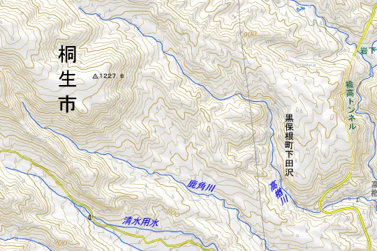 花見ヶ原森林公園のある地区(桐生市黒保根町下田沢)の地図